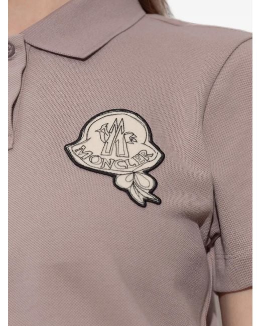 Polo À Patch Logo Moncler en coloris Gray