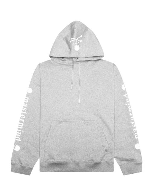 Mastermind Japan Gray Skull-Motif Logo-Print Hoodie for men