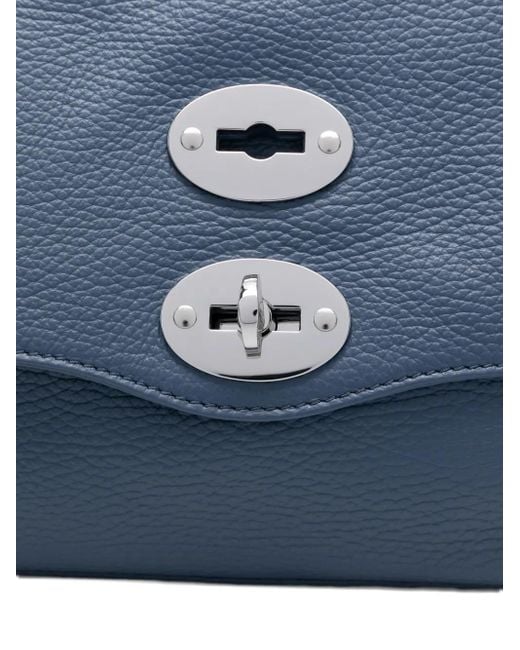 Zanellato Blue Small Postina Stud-Embellished Flap Tote Bag