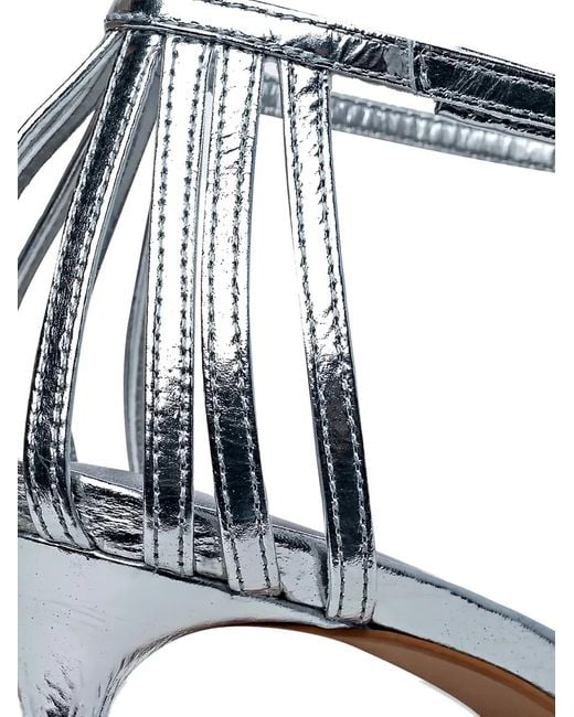 Carrano White Metallic-Effect Cage-Strap Sandals