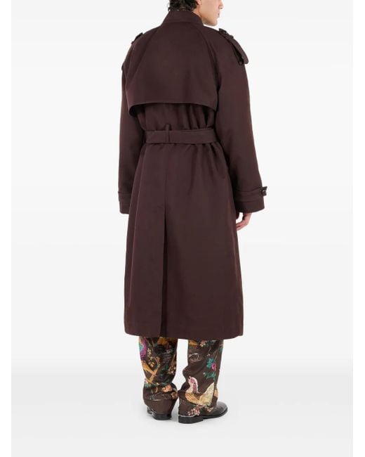 Roberto Cavalli Brown Double-Breasted Shearling-Lined Trench Coat for men