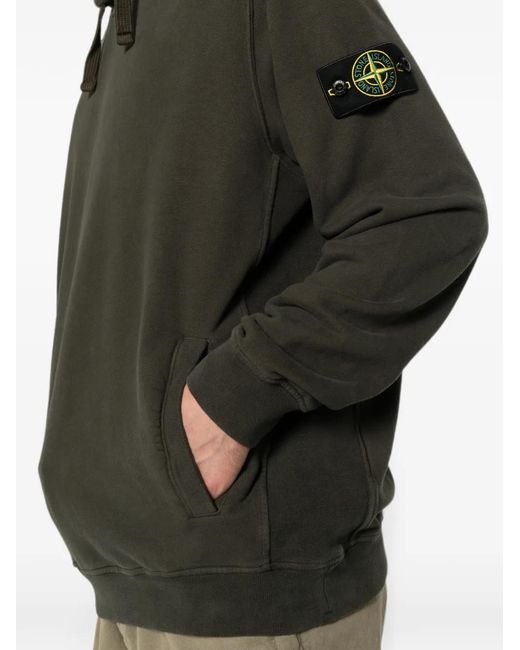 Stone Island Brown Compass-Patch Hoodie for men