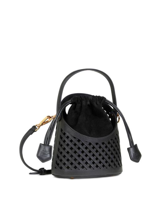 Etro Black Small Saturno Grid Cut-Out Crossbody Bag