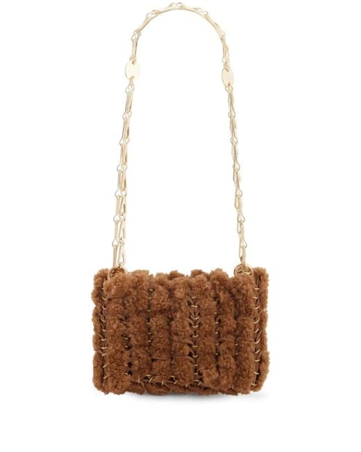 Rabanne White 1969 Nano Shearling Shoulder Bag