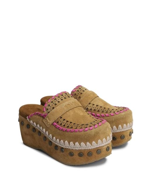 Mou Brown 60Mm Suede Clogs