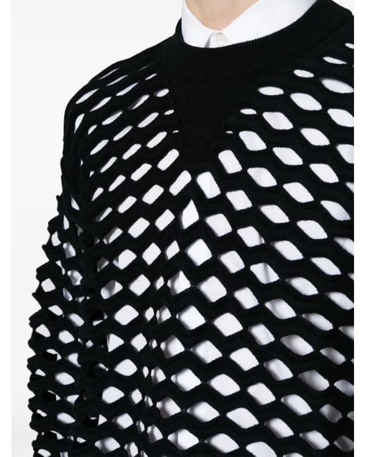 Junya Watanabe Black Laser Cut-Detail Crew-Neck Jumper for men