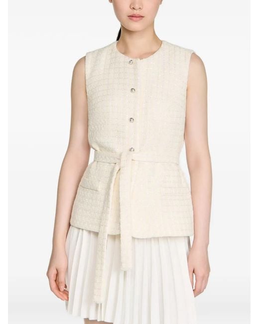 Sandro White Two-Material Mini Dress