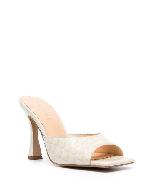 Twinset Natural Crocodile-Effect Mules