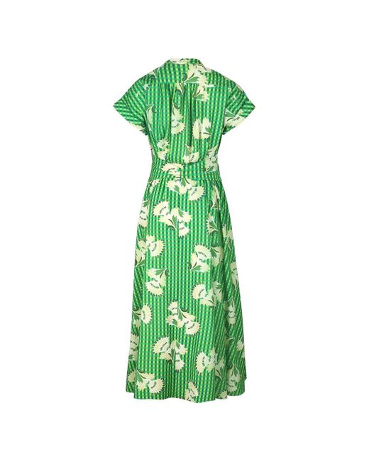 Saloni Green Neesha Gingham Floral-Print Maxi Dress