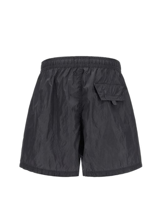 Stone Island Blue Logo-Print Swim Shorts for men