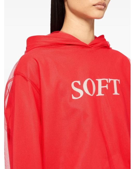 MSGM Red Long-Sleeve Hoodie