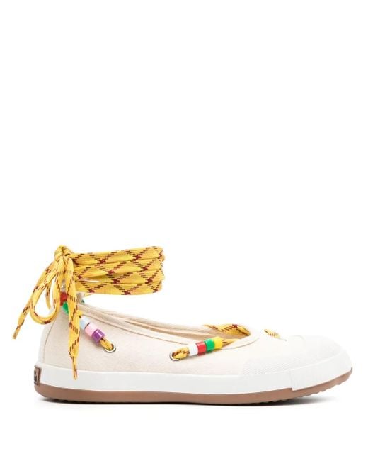Vivienne Westwood White Lace-Up Ballerina Sneakers