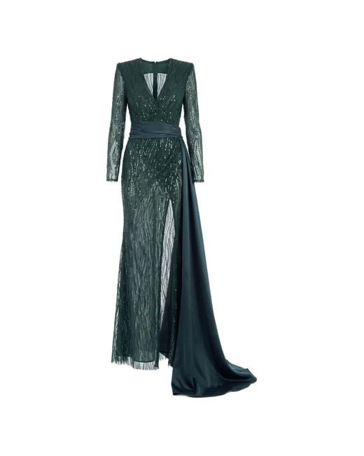 Gatti Nolli by Marwan Green Sequin-Embellished Gown Dress