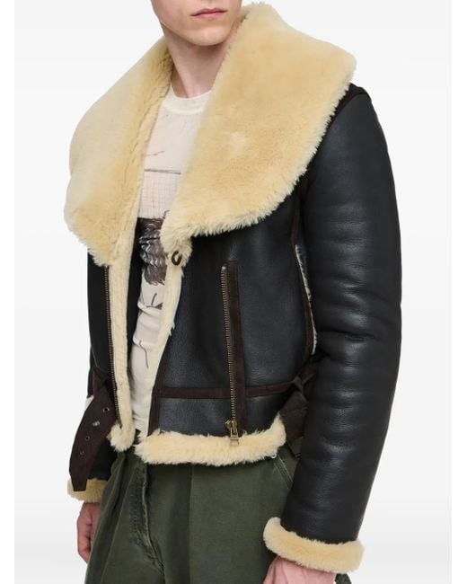 Veste En Cuir À Col Lainé J.W. Anderson pour homme en coloris Black