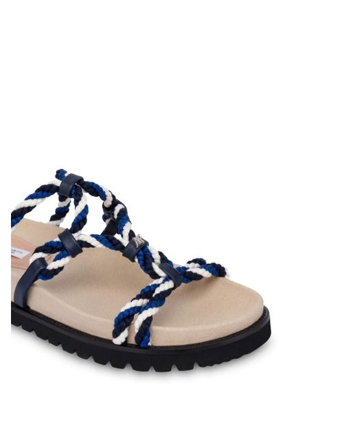 Alberta Ferretti Blue Logo-Lettering Sandals