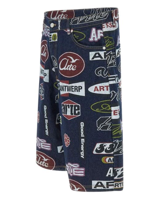 Arte' Blue All-Over Print Shorts for men