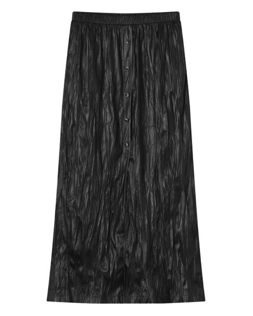 B+ AB Black Button-Embellishment A-Line Maxi Skirt
