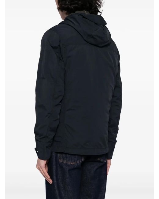 Woolrich Blue Hooded Zip-Up Jacket for men