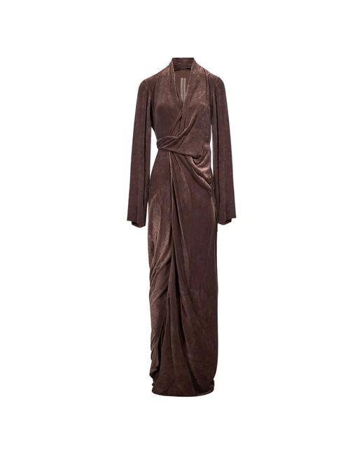 Rick Owens Brown Draped Wrap-Style Dress