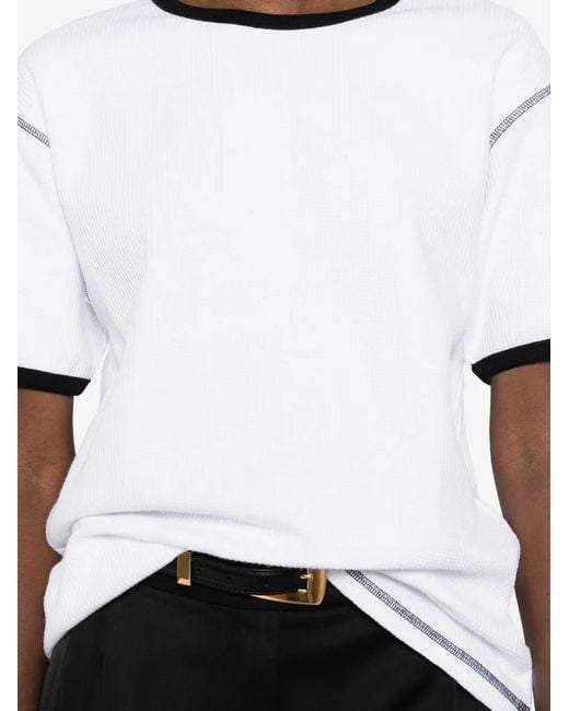 AYA MUSE White Waffle Trim T-Shirt