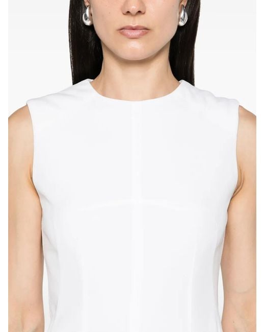 Sportmax White Cariddi Crepe Midi Dress