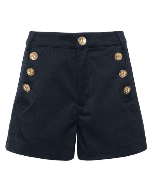 Scotch & Soda Blue Decorative-buttons High-waisted Shorts