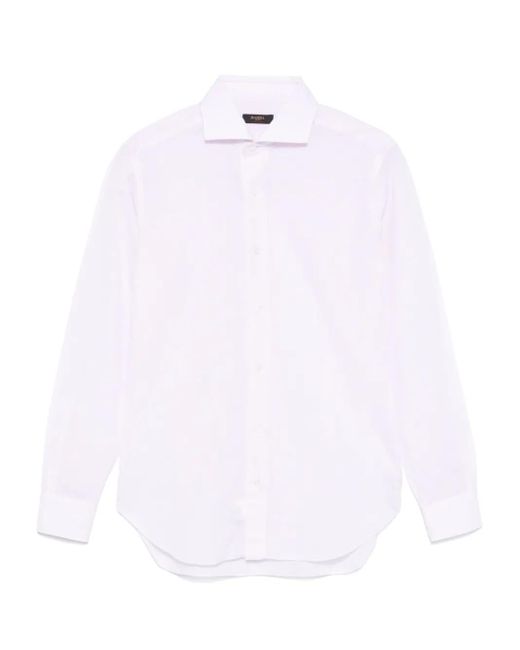 メンズ Barba Napoli ストライプ シャツ White