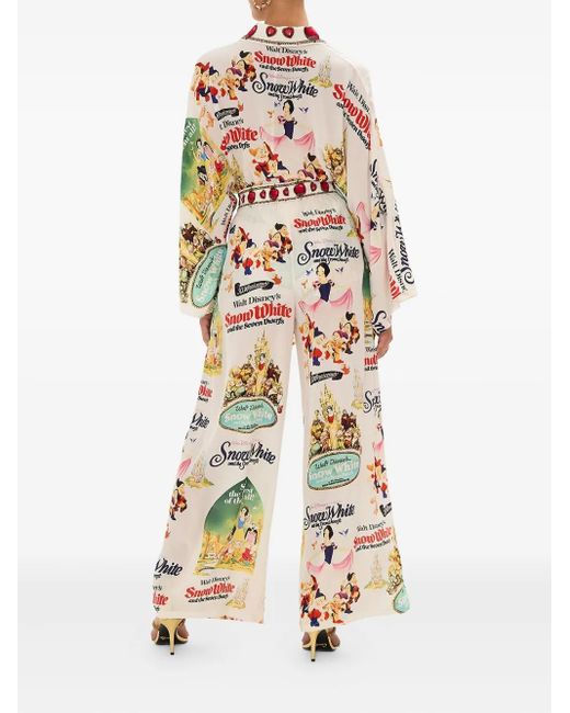 Camilla White Print Silk Trousers