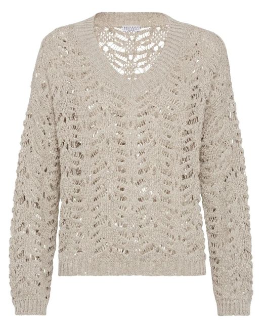 Pull Foliage Lace Brunello Cucinelli en coloris Natural