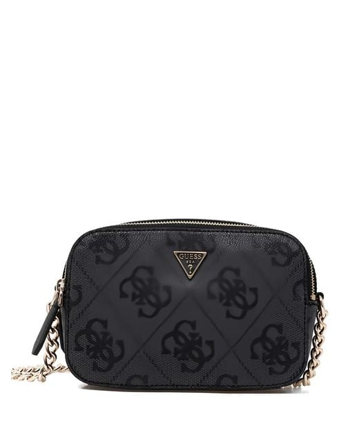 Guess Black Monogram Chain Cross Body Bag