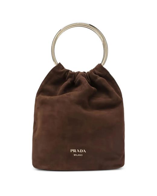 Borsa A Secchiello Mini di Prada in Brown