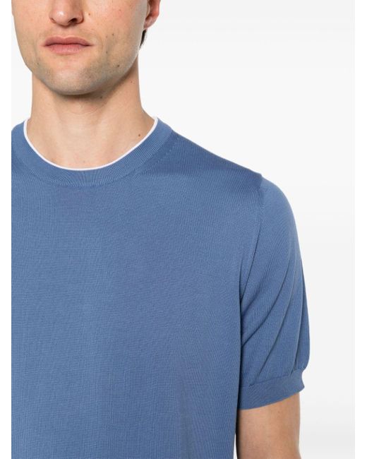 T-shirt a maglia fine di Canali in Blue da Uomo