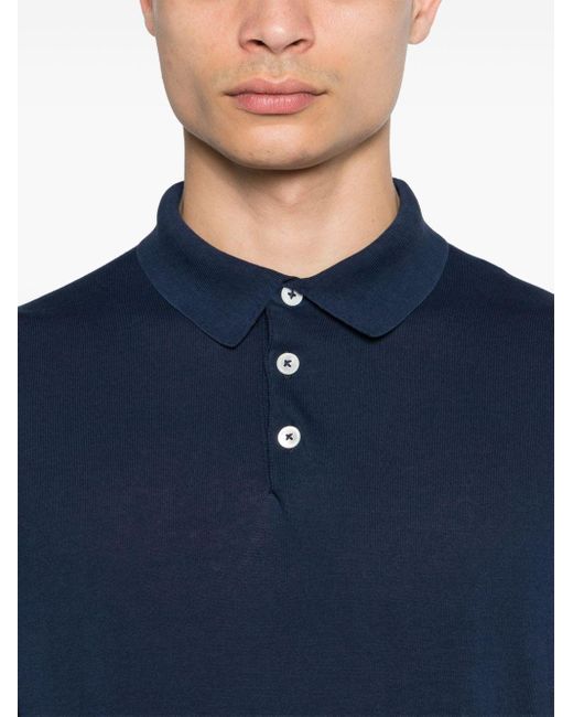 Eleventy Fijngebreid Poloshirt in het Blue voor heren