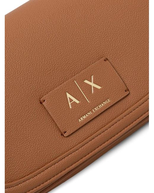 ARMANI EXCHANGE Brown Logo Plaque Satchel