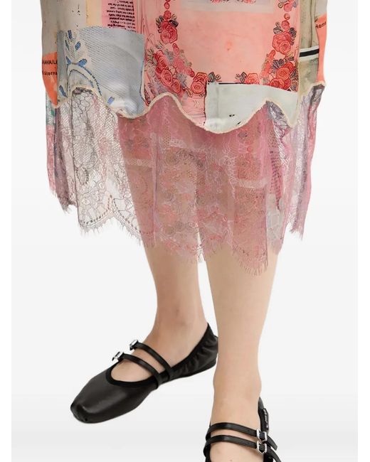 Desigual White Patchwork Lace Midi Dress
