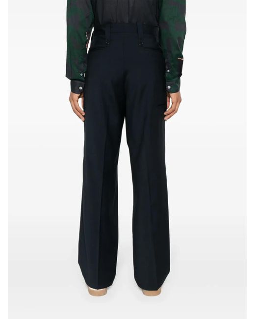 Paura Blue Kyros Wool Tailored Trousers for men