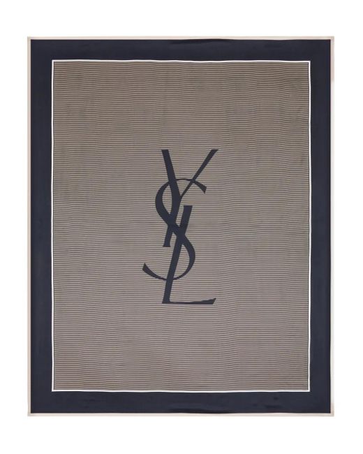 Saint Laurent Cassandre Gestreepte Stola in het Gray