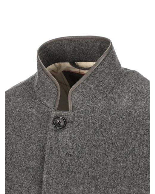 Loro Piana Gray Mandarin-Collar Patch-Pocket Jacket for men