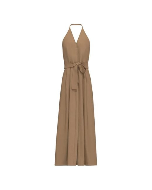 Marella Natural Maxi Belted Halterneck Dress