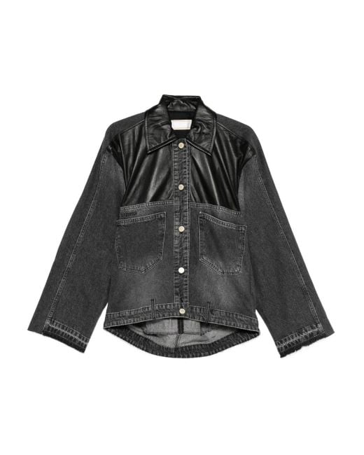 Litkovskaya レザーパネル デニムジャケット Black