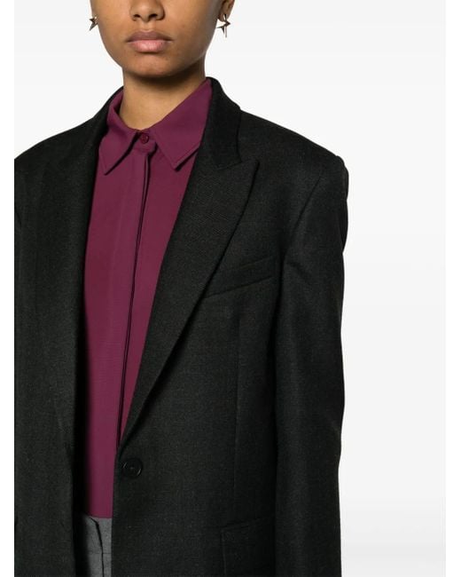 Blanca Vita Black Gasteria Wool Blend Single-Breasted Blazer
