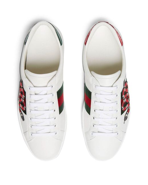 Gucci Leather Ace Embroidered Sneaker in White for Men - Save 49% - Lyst