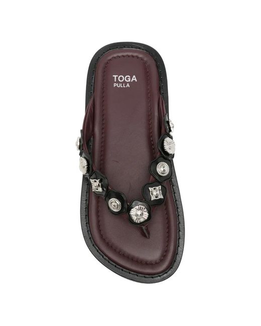 Toga White Embellished Leather Sandals