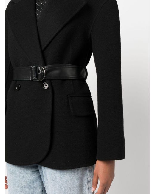 Maje Black Belted Double-breasted Coat