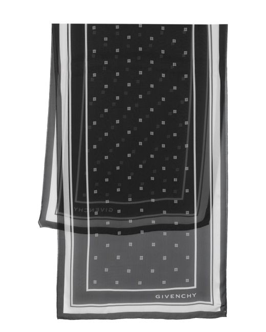 Givenchy Black 4g Silk Chiffon Scarf