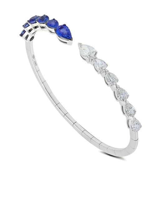 Jewels Aficionado White 18K Diamond And Sapphire Bangle Bracelet