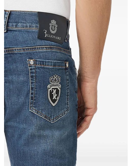 Billionaire Blue Crest Five-Pocket Jeans for men