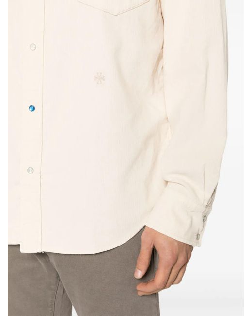 Jacob Cohen Natural Logo-Embroidery Corduroy Cotton Shirt for men