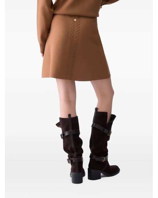 Liu Jo Natural Knit Mini Skirt With Braided Details