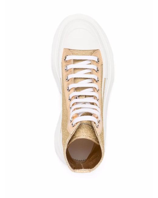 McQueen Natural Tread Slick Glitter-Embellished Sneakers